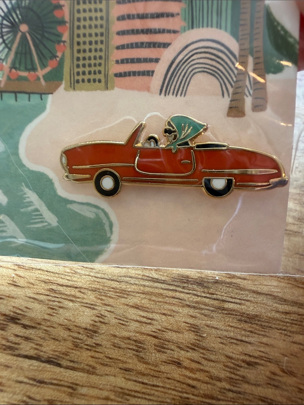 Rifle Paper Co. Orange Convertible Pin with Teal Accent - Picture 3 of 3